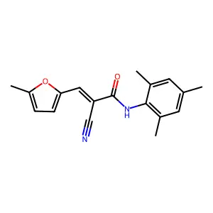 (E)-2-cyano-3-(5-methylfuran-2-yl)-N-(2,4,6-trimethylphenyl)prop-2-enamide structure