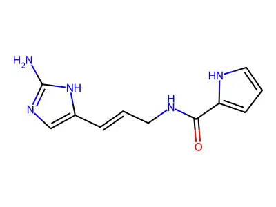 N-[3-(2-amino-1H-imidazol-5-yl)prop-2-enyl]-1H-pyrrole-2-carboxamide structure