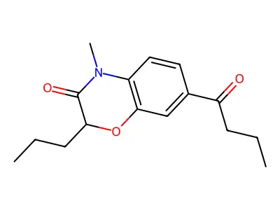 7-Butanoyl-4-methyl-2-propyl-2H-1,4-benzoxazin-3(4H)-one structure