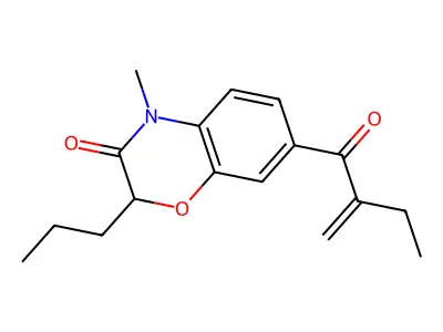4-Methyl-7-(2-methylidenebutanoyl)-2-propyl-2H-1,4-benzoxazin-3(4H)-one structure