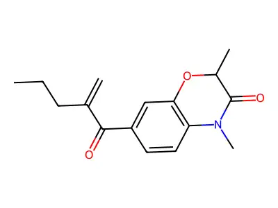 2,4-Dimethyl-7-(2-methylidenepentanoyl)-2H-1,4-benzoxazin-3(4H)-one structure