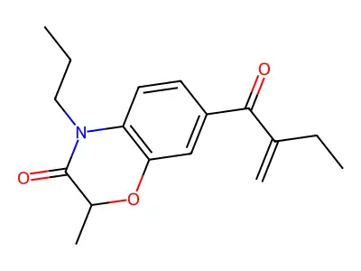 2H-1,4-Benzoxazin-3(4H)-one, 2-methyl-7-(2-methylene-1-oxobutyl)-4-propyl- structure
