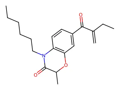 4-Hexyl-2-methyl-7-(2-methylidenebutanoyl)-2H-1,4-benzoxazin-3(4H)-one structure