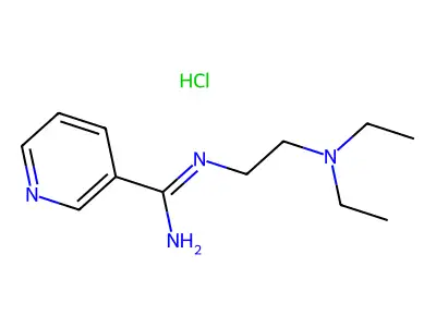 3-Pyridinecarboximidamide, N-(2-(diethylamino)ethyl)-, hydrochloride, hydrate (1:1:2) structure