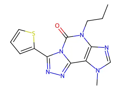 5H-1,2,4-Triazolo(3,4-i)purin-5-one, 6,9-dihydro-9-methyl-6-propyl-3-(2-thienyl)- structure