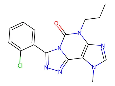 5H-1,2,4-Triazolo(3,4-i)purin-5-one, 6,9-dihydro-3-(2-chlorophenyl)-9-methyl-6-propyl- structure