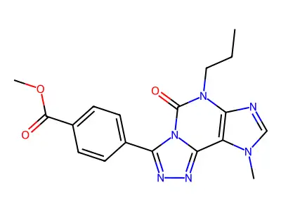 Benzoic acid, 4-(6,9-dihydro-9-methyl-5-oxo-6-propyl-5H-1,2,4-triazolo(3,4-i)purin-3-yl)-, methyl ester structure