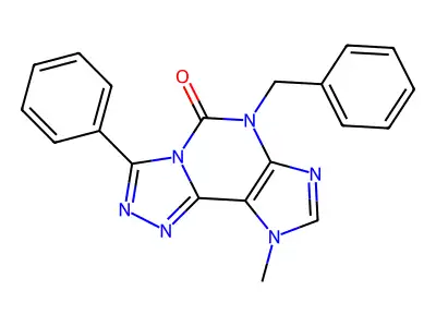 5H-1,2,4-Triazolo(3,4-i)purin-5-one, 6,9-dihydro-9-methyl-3-phenyl-6-(phenylmethyl)-, hydrate structure