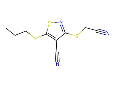 4-Isothiazolecarbonitrile, 3-((cyanomethyl)thio)-5-(propylthio)- structure