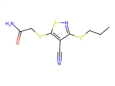 Acetamide, 2-((4-cyano-3-(propylthio)-5-isothiazolyl)thio)- structure