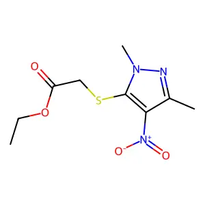 Ethyl 2-(2,5-dimethyl-4-nitropyrazol-3-yl)sulfanylacetate structure