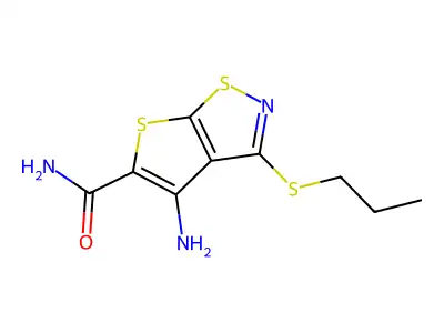 Thieno(3,2-d)isothiazole-5-carboxamide, 4-amino-3-(propylthio)- structure