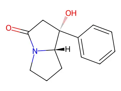 3H-Pyrrolizin-3-one, hexahydro-1-hydroxy-1-phenyl-, cis- structure