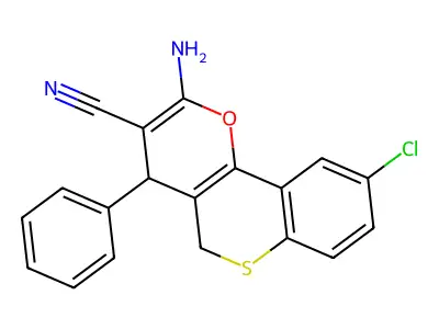 4H,5H-(1)Benzothiopyrano(4,3-b)pyran-3-carbonitrile, 2-amino-9-chloro-4-phenyl- structure