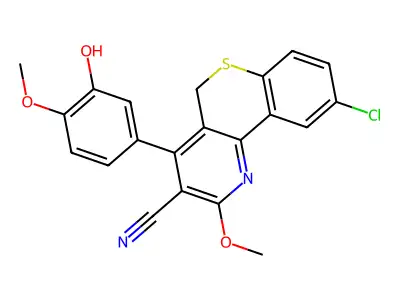 5H-(1)Benzothiopyrano(4,3-b)pyridine-3-carbonitrile, 9-chloro-4-(3-hydroxy-4-methoxyphenyl)-2-methoxy- structure