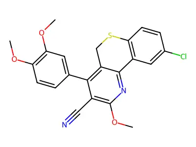 5H-(1)Benzothiopyrano(4,3-b)pyridine-3-carbonitrile, 9-chloro-4-(3,4-dimethoxyphenyl)-2-methoxy- structure
