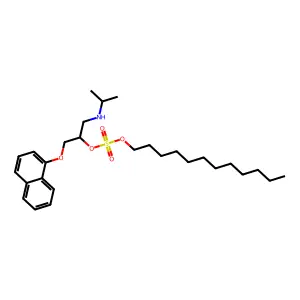 Sulfuric acid, dodecyl 1-(((1-methylethyl)amino)methyl)-2-(1-naphthalenyloxy)ethyl ester structure