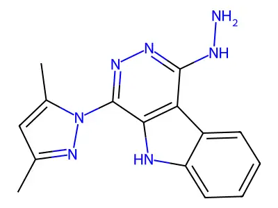 1-hydrazino-4-(3,5-dimethyl)-1-pyrazolyl-5H-pyridazino(4,5-b)indole structure