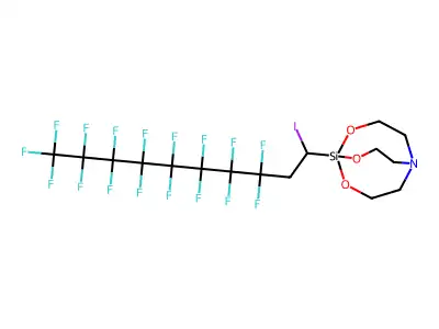 2,8,9-Trioxa-5-aza-1-silabicyclo(3.3.3)undecane, 1-(3,3,4,4,5,5,6,6,7,7,8,8,9,9,10,10,10-heptadecafluoro-1-iododecyl)- structure