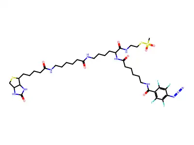 2-{N2-[N6-(4-AZIDO-2,3,5,6-TETRAFLUOROBENZOYL)-6- AMINOCAPROYL]-N6-(6-BIOTINAMIDOCAPROYL)-L -LYSINYLAMIDO}]ETHYL METHANETHIOSULFONATE structure