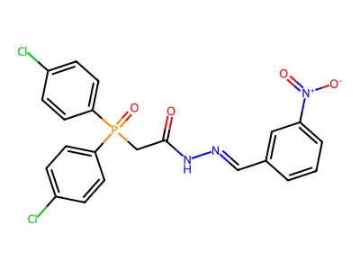 2-bis(4-chlorophenyl)phosphoryl-N-[(3-nitrophenyl)methylideneamino]acetamide structure
