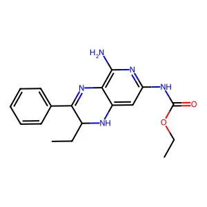 ethyl N-(5-amino-2-ethyl-3-phenyl-1,2-dihydropyrido[3,4-b]pyrazin-7-yl)carbamate structure