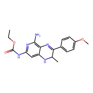 (5-Amino-1,2-dihydro-3-(4-methoxyphenyl)-2-methylpyrido(3,4-b)pyrazin-7-yl)carbamic acid ethyl ester structure