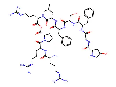 Bradykinin, arg-hyp(3)-phe(7)-leu(8)- structure