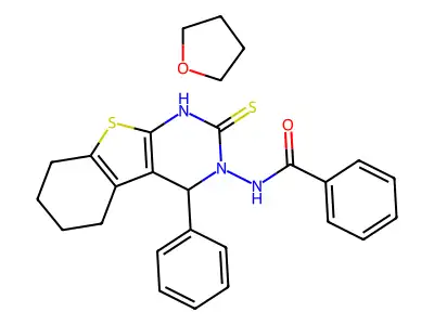 Benzamide, N-(1,4,5,6,7,8-hexahydro-4-phenyl-2-thioxo(1)benzothieno(2,3-d)pyrimidin-3(2H)-yl)-, compd. with tetrahydrofuran (1:1) structure