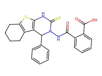 Benzoic acid, 2-(((1,4,5,6,7,8-hexahydro-4-phenyl-2-thioxo(1)benzothieno(2,3-d)pyrimidin-3(2H)-yl)amino)carbonyl)- structure