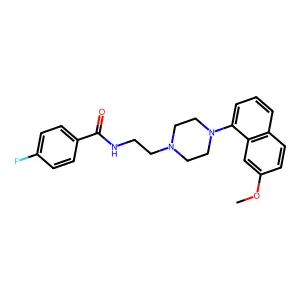 4-fluoro-N-[2-[4-(7-methoxynaphthalen-1-yl)piperazin-1-yl]ethyl]benzamide structure