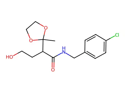 N-((4-Chlorophenyl)methyl)-alpha-(2-hydroxyethyl)-2-methyl-1,3-dioxolane-2-acetamide structure