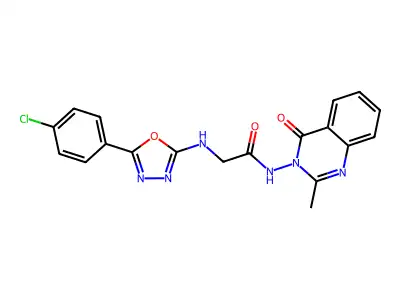 Acetamide, 2-((5-(4-chlorophenyl)-1,3,4-oxadiazol-2-yl)amino)-N-(2-methyl-4-oxo-3(4H)-quinazolinyl)- structure