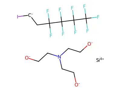 Silicon, ((2,2',2''-nitrilotris(ethanolato))(3-)-N,O,O',O'')(3,3,4,4,5,5,6,6,6-nonafluoro-1-iodohexyl)-, (TB-5-23)- structure