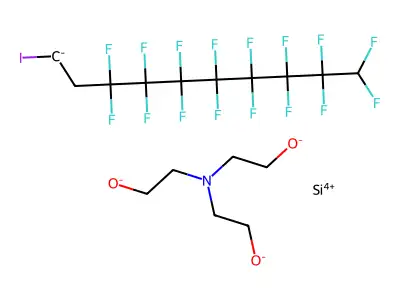 Silicon, (3,3,4,4,5,5,6,6,7,7,8,8,9,9,10,10-hexadecafluoro-1-iododecyl)((2,2',2''-nitrilotris(ethanolato))(3-)-N,O,O',O'')-, (TB-5-23)- structure