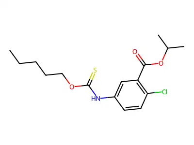 Benzoic acid, 2-chloro-5-(((pentyloxy)thioxomethyl)amino)-, 1-methylethyl ester structure