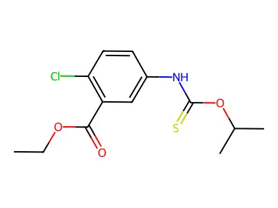 Benzoic acid, 2-chloro-5-(((1-methylethoxy)thioxomethyl)amino)-, ethyl ester structure