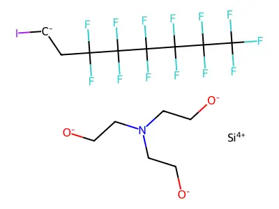 Silicon, ((2,2',2''-nitrilotris(ethanolato))(3-)-N,O,O',O'')(3,3,4,4,5,5,6,6,7,7,8,8,8-tridecafluoro-1-iodooctyl)-, (TB-5-23)- structure