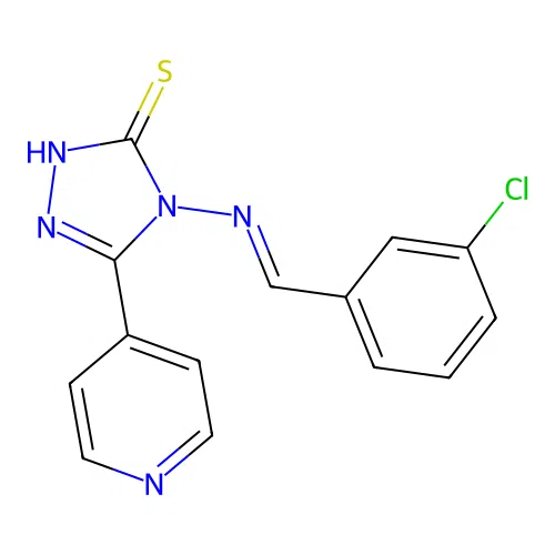 4-[(E)-(3-chlorophenyl)methylideneamino]-3-pyridin-4-yl-1H-1,2,4-triazole-5-thione structure