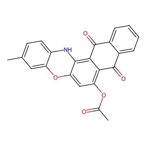 3-methyl-8,13-dioxo-13,14-dihydro-8H-naphtho[2,3-a]phenoxazin-7-yl acetate structure