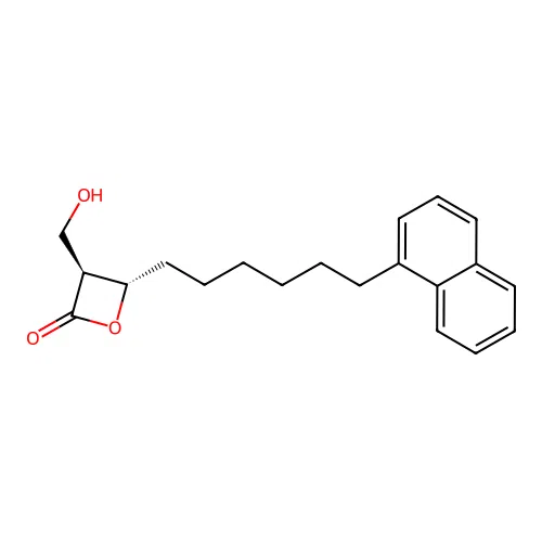 (3S,4S)-3-(hydroxymethyl)-4-(6-naphthalen-1-ylhexyl)oxetan-2-one structure