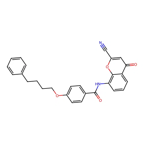 N-(2-Cyano-4-oxo-4H-1-benzopyran-8-yl)-4-(4-phenylbutoxy)benzamide structure