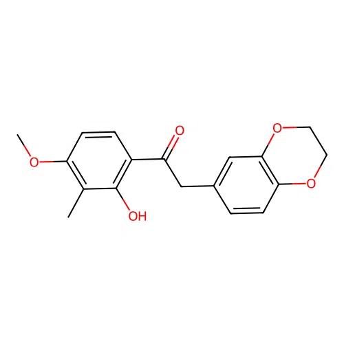 2-(2,3-dihydro-1,4-benzodioxin-6-yl)-1-(2-hydroxy-4-methoxy-3-methylphenyl)ethanone structure