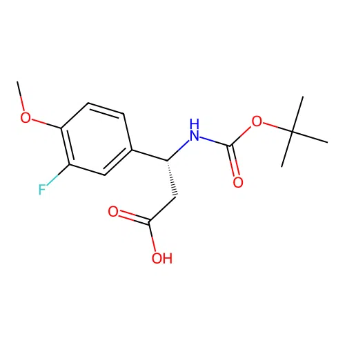 (3R)-3-(3-fluoro-4-methoxyphenyl)-3-[(2-methylpropan-2-yl)oxycarbonylamino]propanoic acid structure