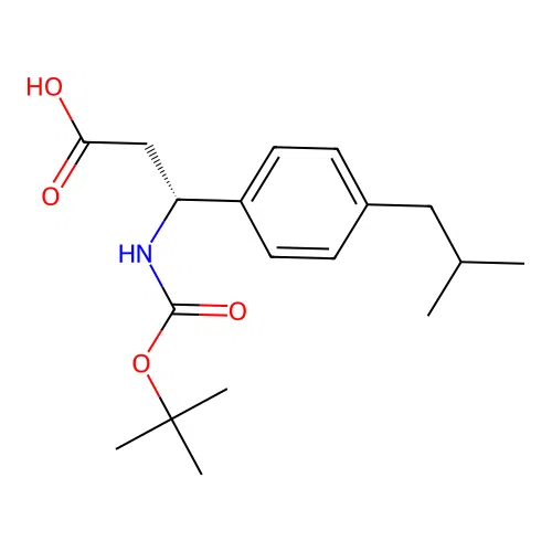 (3R)-3-{[(tert-butoxy)carbonyl]amino}-3-[4-(2-methylpropyl)phenyl]propanoic acid structure