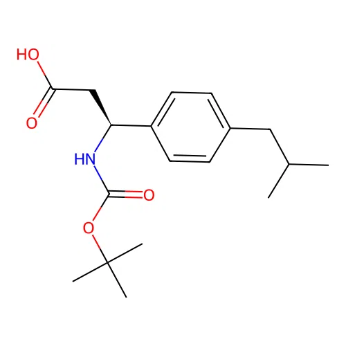 (3S)-3-{[(tert-butoxy)carbonyl]amino}-3-[4-(2-methylpropyl)phenyl]propanoic acid structure