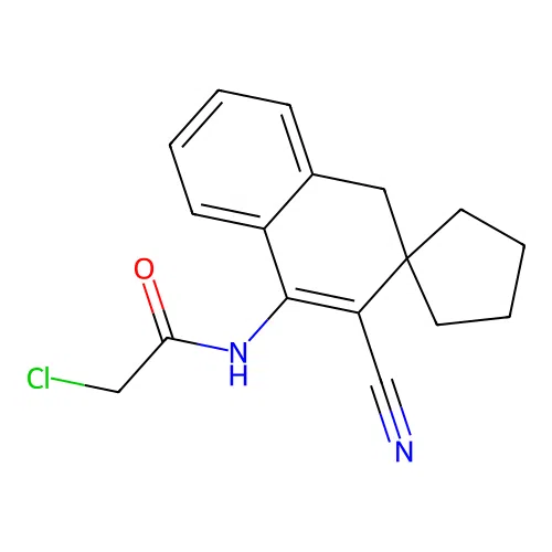 2-chloro-N-(3'-cyano-1'H-spiro[cyclopentane-1,2'-naphthalen]-4'-yl)acetamide structure