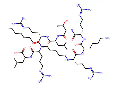 N-myristoyl-arginyl-lysyl-arginyl-threonyl-leucyl-arginyl-arginyl-leucine structure