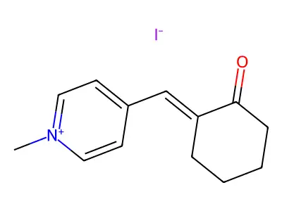 2-[(1-Methylpyridin-1-ium-4-yl)methylidene]cyclohexan-1-one iodide structure