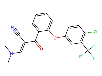 (E)-2-{2-[4-chloro-3-(trifluoromethyl)phenoxy]benzoyl}-3-(dimethylamino)-2-propenenitrile structure